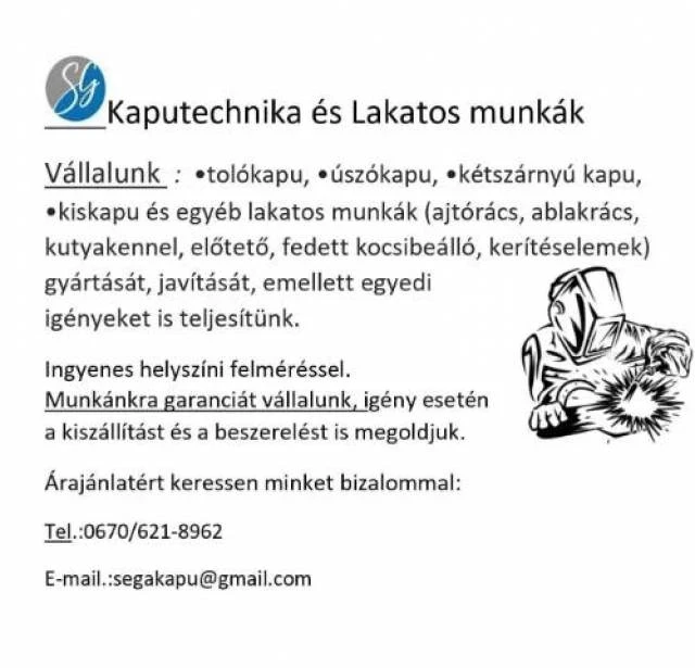 SGKaputechnika és Lakatosmunkák